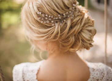 Hair do with an elegant bridal hair accessorie
